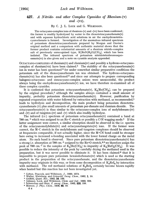 427. A nitrido- and other complex cyanides of rhenium-(V) and -(VI)