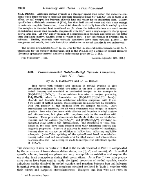 453. Transition-metal halide–methyl cyanide complexes. Part II. Iron