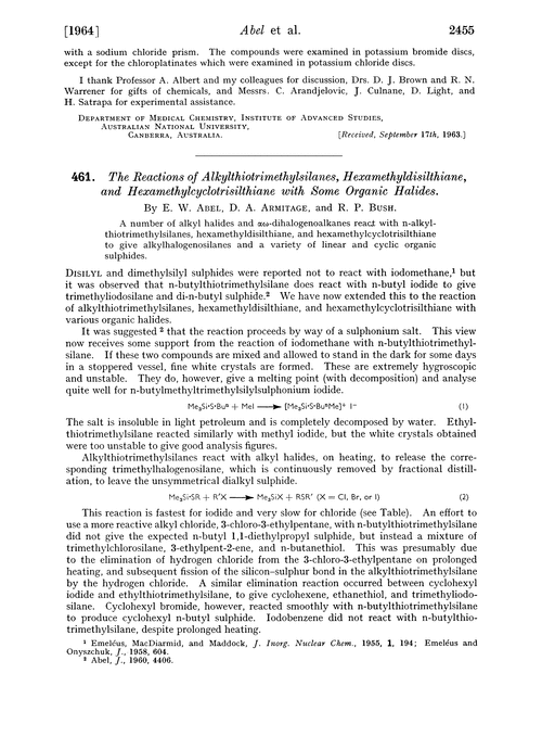 461. The reactions of alkylthiotrimethylsilanes, hexamethyldisilthiane, and hexamethylcyclotrisilthiane with some organic halides