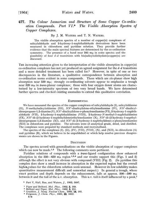 477. The colour isomerism and structure of some copper co-ordination compounds. Part VI. The visible absorption spectra of copper complexes
