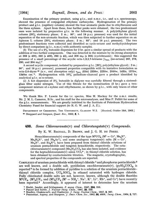 498. Some chlorouranate(V) and chlorotungstate(V) compounds
