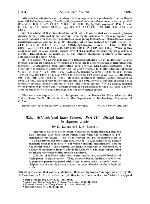 514. Acid-catalysed ether fission. Part II. Diethyl ether in aqueous acids