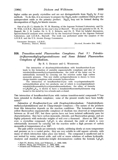 518. Transition-metal fluorocarbon complexes. Part V. Tetrakis-(trifluoromethyl)cyclopentadienone and some related fluorocarbon complexes of rhodium