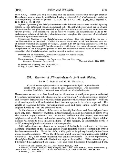 532. Reaction of nitrosylsulphuric acid with olefins