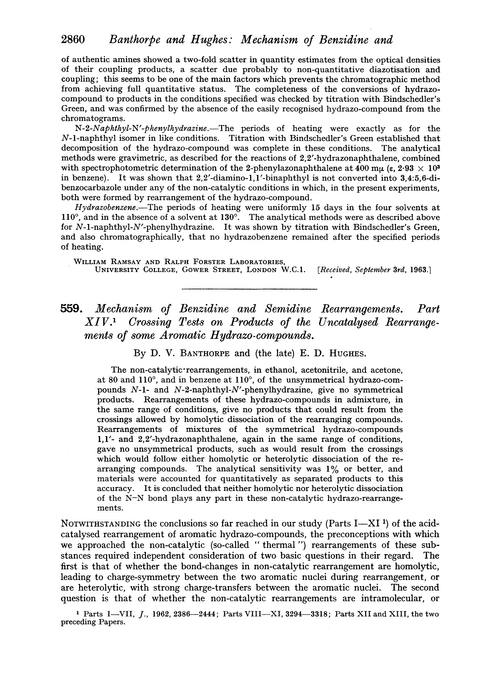559. Mechanism of benzidine and semidine rearrangements. Part XIV. Crossing tests on products of the uncatalysed rearrangements of some aromatic hydrazo-compounds