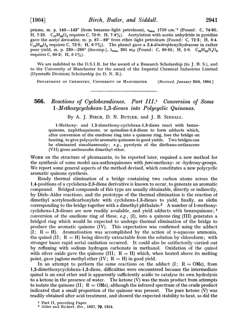 566. Reactions of cyclohexadienes. Part III. Conversion of some 1-methoxycyclohexa-1,3-dienes into polycyclic quinones
