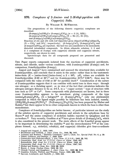 570. Complexes of 2-amino- and 2-methyl-pyridine with copper(II) salts