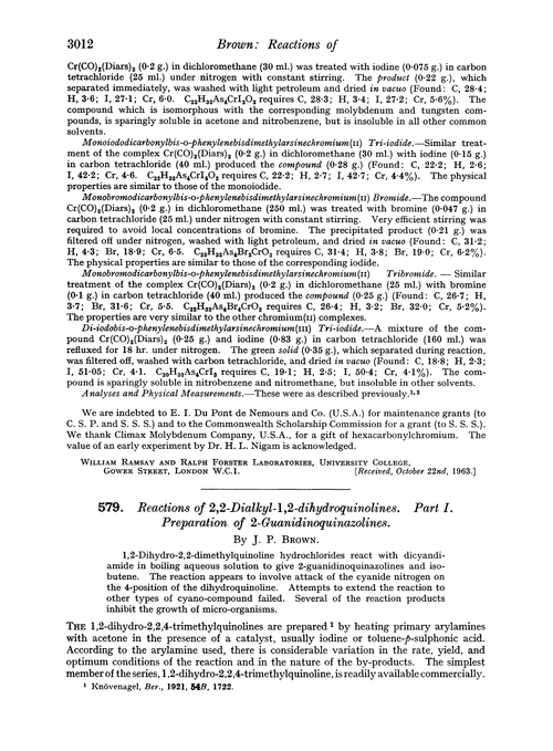 579. Reactions of 2,2-dialkyl-1,2-dihydroquinolines. Part I. Preparation of 2-guanidinoquinoquinolines