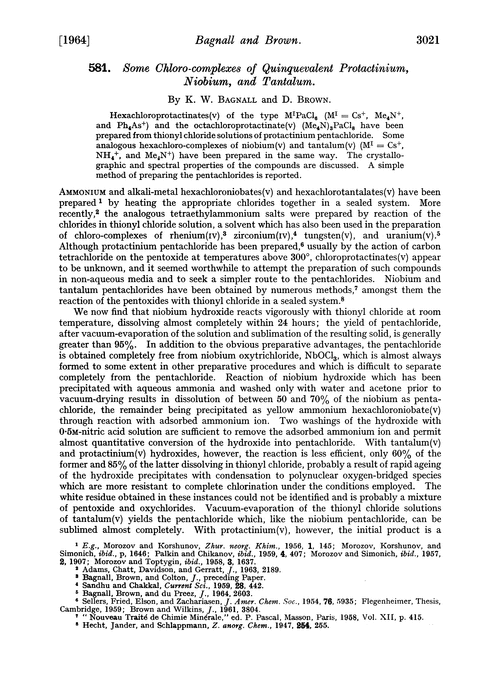 581. Some chloro-complexes of quinquevalent protactinium, niobium, and tantalum