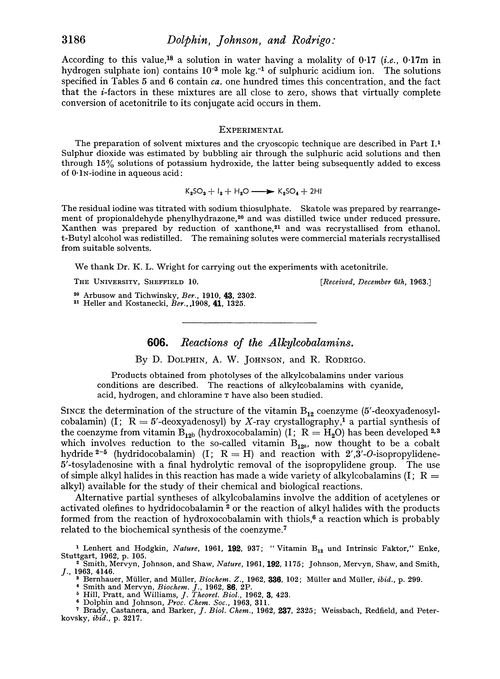 606. Reactions of the alkylcobalamins