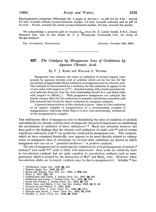 607. The catalysis by manganous ions of oxidations by aqueous chromic acid