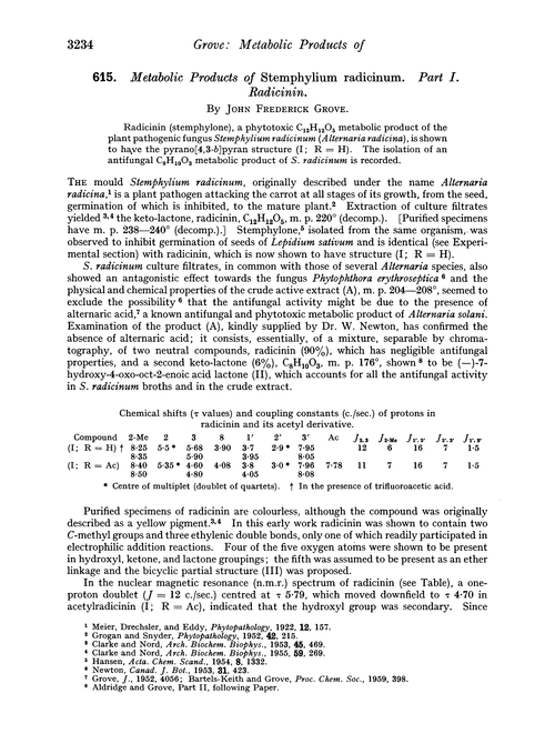 615. Metabolic products of stemphylium radicinum. Part I. Radicinin