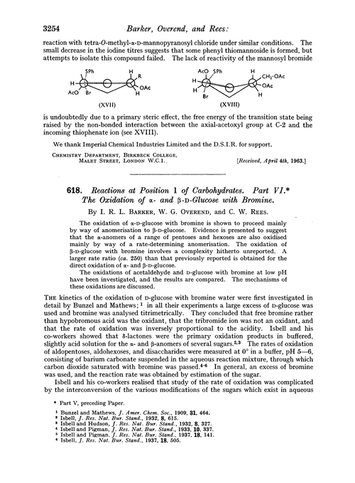 618. Reactions at position 1 of carbohydrates. Part VI. The oxidation of α- and β-D-glucose with bromine