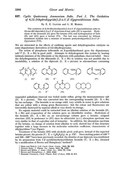 637. Cyclic quaternary ammonium salts. Part I. The oxidation of 6,12-dihydrodipyrido[1,2-a:1′,2′-d]pyrazidiinium salts