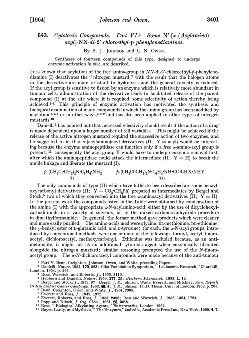 643. Cytotoxic compounds. Part VI. Some N′-[α-(acylamino)-acyl]-NN-di-2′-chloroethyl-p-phenylenediamines