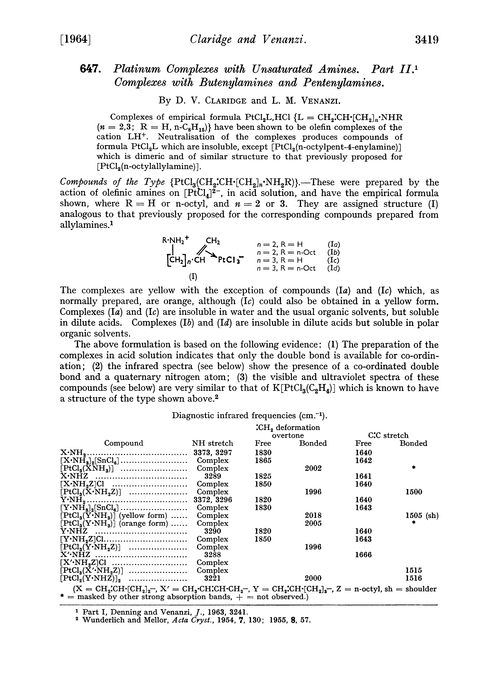 647. Platinum complexes with unsaturated amines. Part II. Complexes with butenylamines and pentenylamines