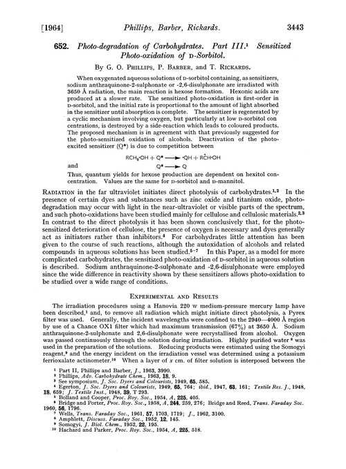 652. Photo-degradation of carbohydrates. Part III. Sensitized photo-oxidation of D-sorbitol