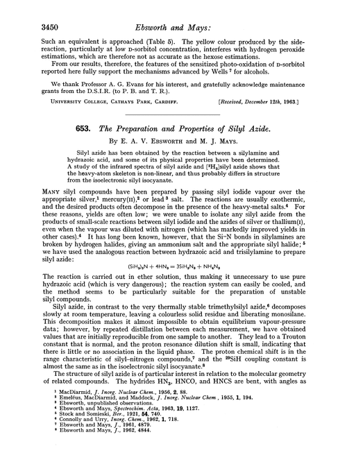 653. The preparation and properties of silyl azide