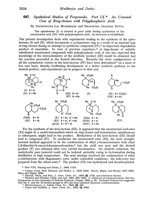 687. Synthetical studies of terpenoids. Part IX. An unusual case of ring-closure with polyphosphoric acid