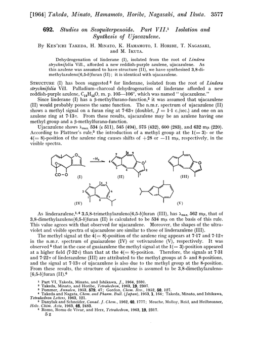 692. Studies on sesquiterpenoids. Part VII. Isolation and synthesis of ujacazulene