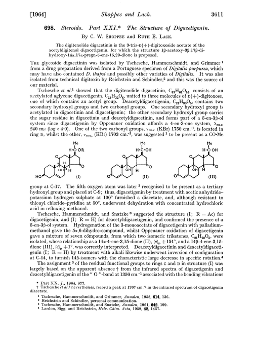 698. Steroids. Part XXI. The structure of digacetigenin