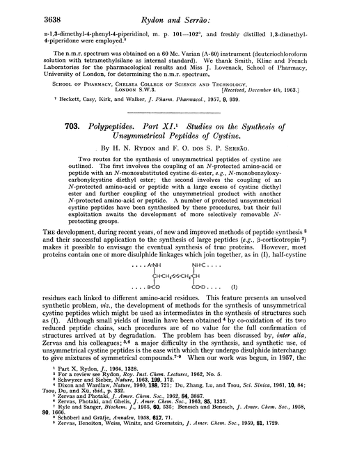 703. Polypeptides. Part XI. Studies on the synthesis of unsymmetrical peptides of cystine