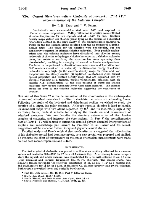 724. Crystal structures with a chabazite framework. Part IV. Reconnaissance of the chlorine complex