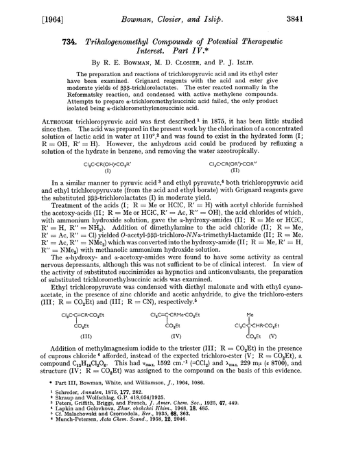 734. Trihalogenomethyl compounds of potential therapeutic interest. Part IV