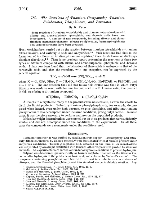 752. The reactions of titanium compounds; titanium sulphonates, phosphinates, and boronates