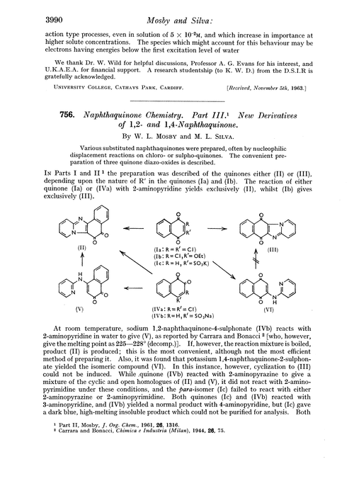 756. Naphthaquinone chemistry. Part III. New derivatives of 1,2- and 1,4-naphthaquinone