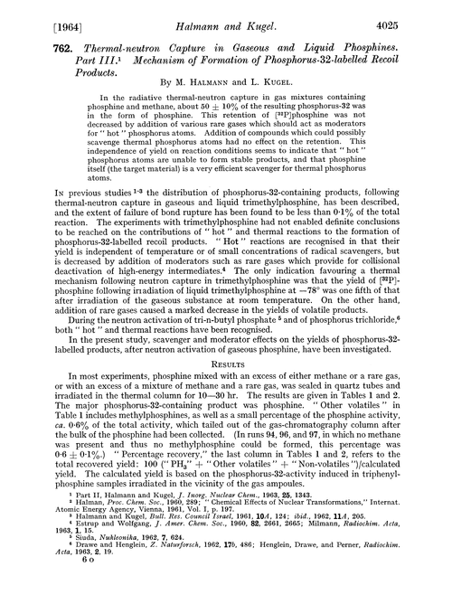 762. Thermal-neutron capture in gaseous and liquid phosphines. Part III. Mechanism of formation of phosphorus-32-labelled recoil products