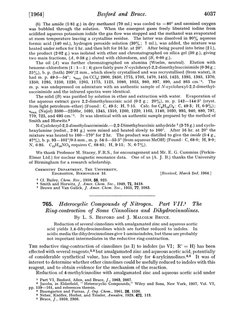 765. Heterocyclic compounds of nitrogen. Part VII. The ring-contraction of some cinnolines and dihydrocinnolines