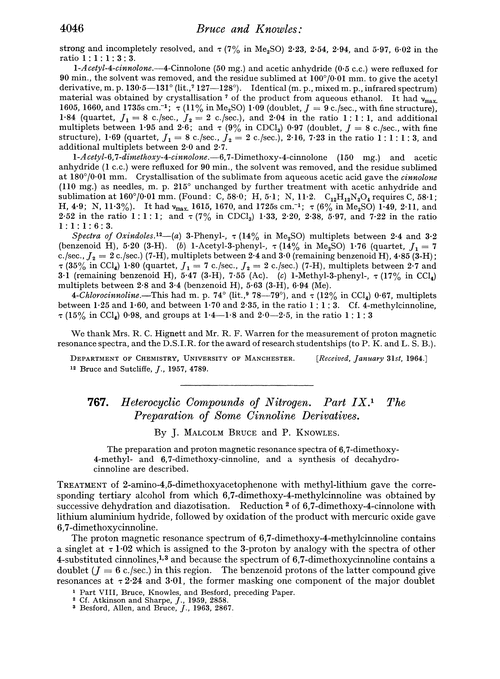 767. Heterocyclic compounds of nitrogen. Part IX. The preparation of some cinnoline derivatives