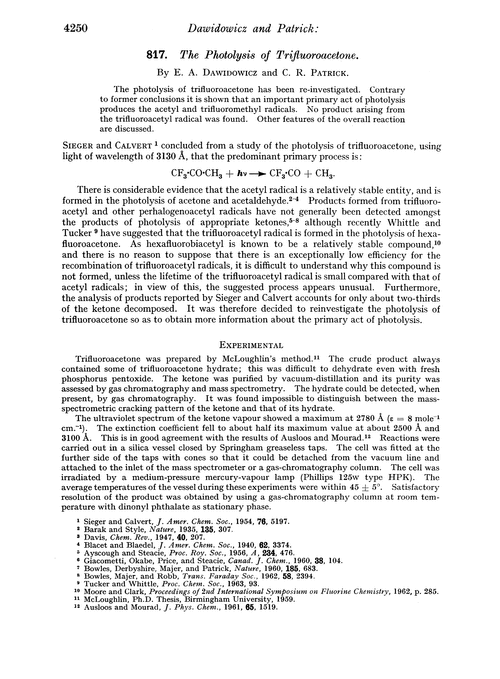 817. The photolysis of trifluoroacetone
