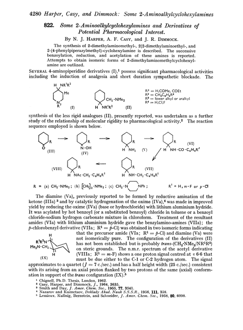 822. Some 2-aminoalkylcyclohexylamines and derivatives of potential pharmacological interest
