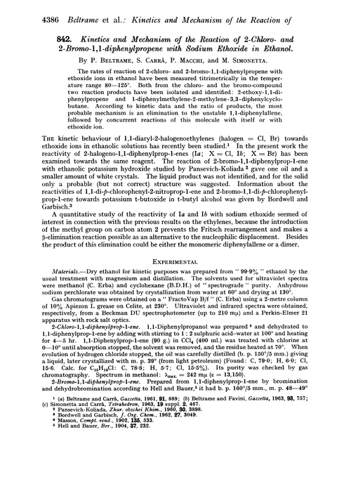 842. Kinetics and mechanism of the reaction of 2-chloro- and 2-bromo-1,1-diphenylpropene with sodium ethoxide in ethanol