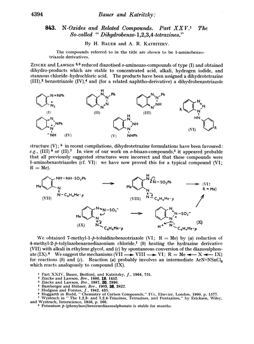 843. N-oxides and related compounds. Part XXV. The so-called “dihydrobenzo-1,2,3,4-tetrazines”