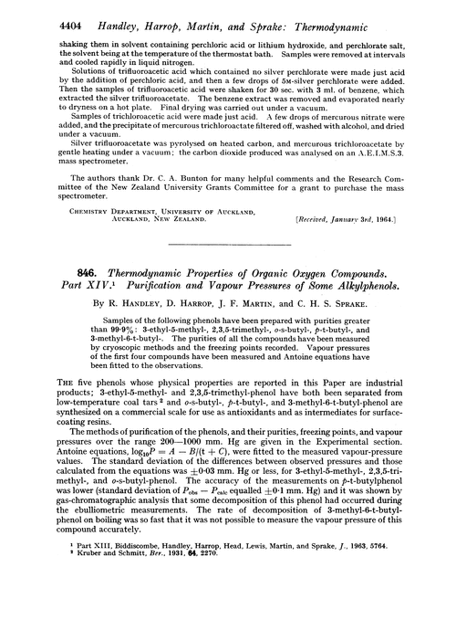 846. Thermodynamic properties of organic oxygen compounds. Part XIV. Purification and vapour pressures of some alkylphenols