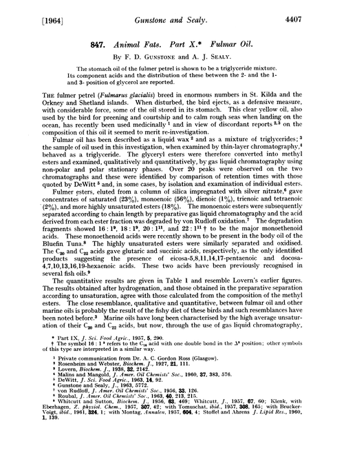 847. Animal fats. Part X. Fulmar oil