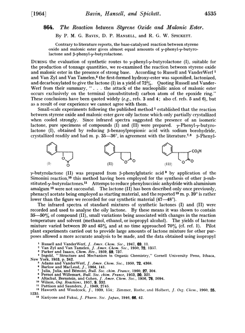 864. The reaction between styrene oxide and malonic ester