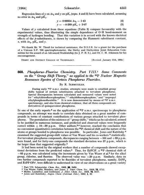 868 Phosphorus Fluorine Chemistry Part Viii Some Comments On The Group Shift Theory As Applied To The 31p Nuclear Magnetic Resonance Spectra Of Certain Phosphorus Fluorides Journal Of The Chemical Society Resumed