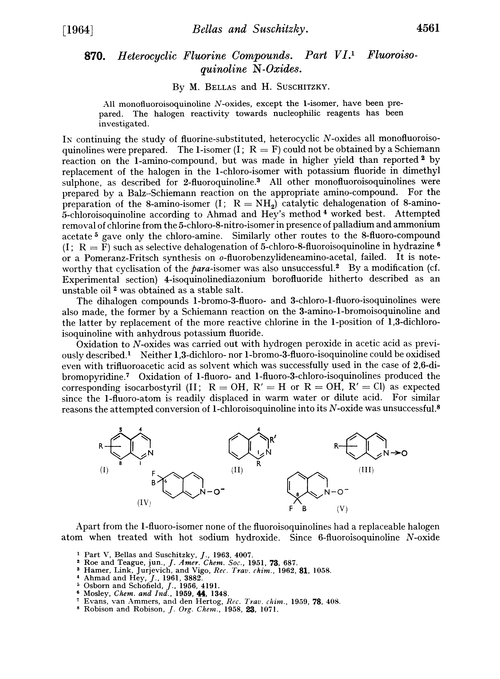 870. Heterocyclic fluorine compounds. Part VI. Fluoroisoquinoline N-oxides