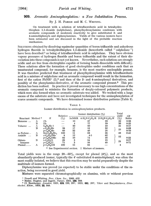 909. Aromatic aminophenylation: a new substitution process