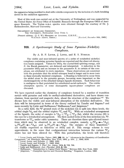 918. A spectroscopic study of some pyrazine–nickel(II) complexes
