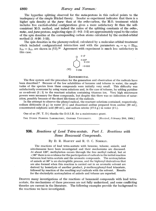 936. Reactions of lead tetra-acetate. Part I. Reactions with some benzenoid compounds