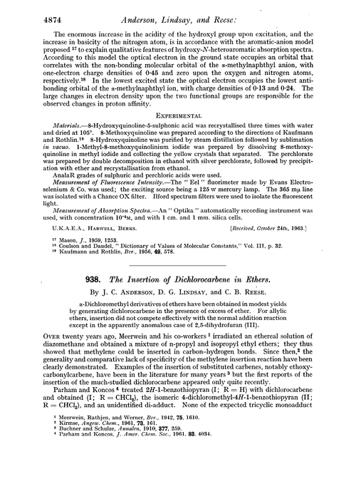 938. The insertion of dichlorocarbene in ethers
