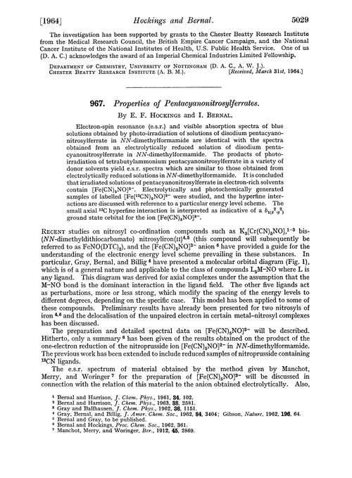 967. Properties of pentacyanonitrosylferrates