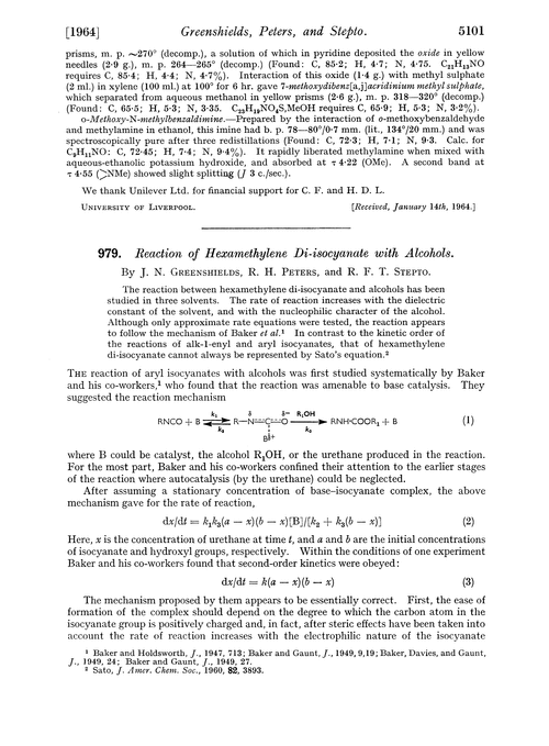 979. Reaction of hexamethylene di-isocyanate with alcohols