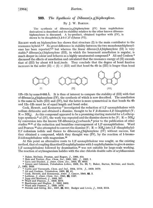 989. The synthesis of dibenzo[a,g]biphenylene