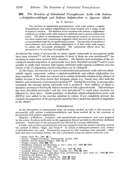 991. The reaction of substituted peroxybenzoic acids with sodium o-sulphobenzaldehyde and sodium sulphanilate in aqueous alkali
